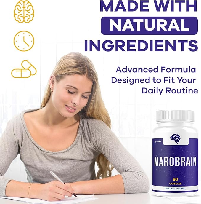 (2 Pack) Marobrain Capsules - Official Marobrain Supplement Pills Daily Support Brain &amp Mermory Focus All Natural Advanced Premium Formula for Overall Health &amp Wellness 120 Capsules for 2 Mo