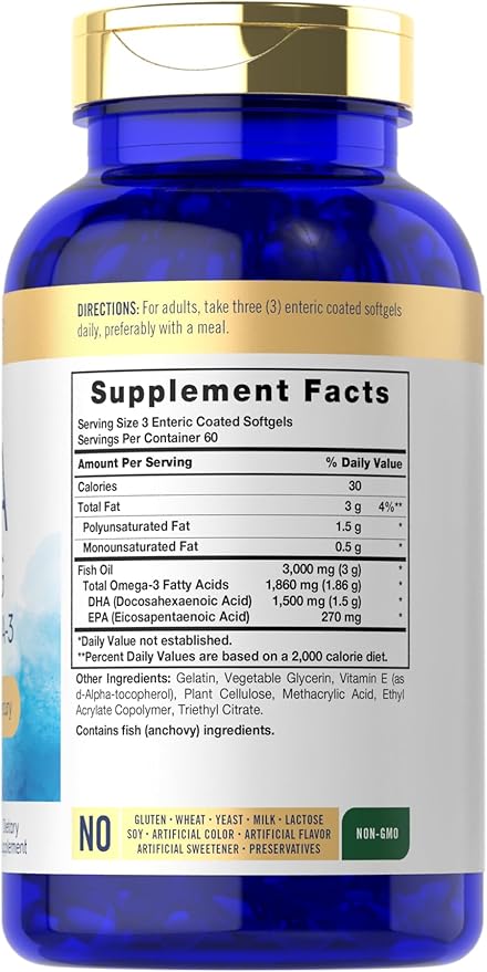 Carlyle DHA Supplement 1500mg | 180 Softgels | Omega-3 Supplement | Non-GMO Gluten Free