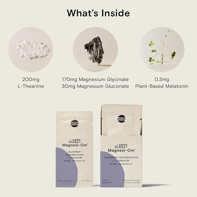 Moon Juice Sleepy Magnesi-Om - Sleep Supplement Powder with Magnesium Glycinate L-Theanine &amp Plant-Based Melatonin Sugar-Free Bedtime Drink Mix for Deep Sleep w/o Grogginess BlackBerry 14 Serv