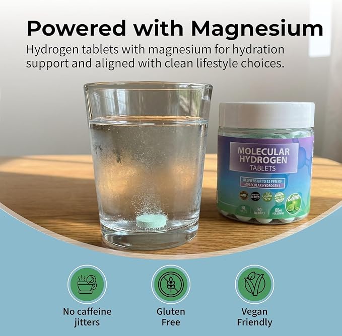 BODY C.E.O. Hydrogen Water Tablets with Magnesium | Molecular Hydrogen Tablets for Drinking Water | Supports Energy Focus &amp Antioxidant Balance | Vegan &amp Gluten Free Supplement| 90 Count (Lime