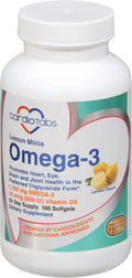 Omega 3 Lemon Minis + Vitamin D3 1100 mg Omega-3 in Triglyceride Form and 600 IU Vitamin D3 Easy-to-Swallow Fresh Lemon-Flavored Omega-3 Supplement Softgels - 180 Count