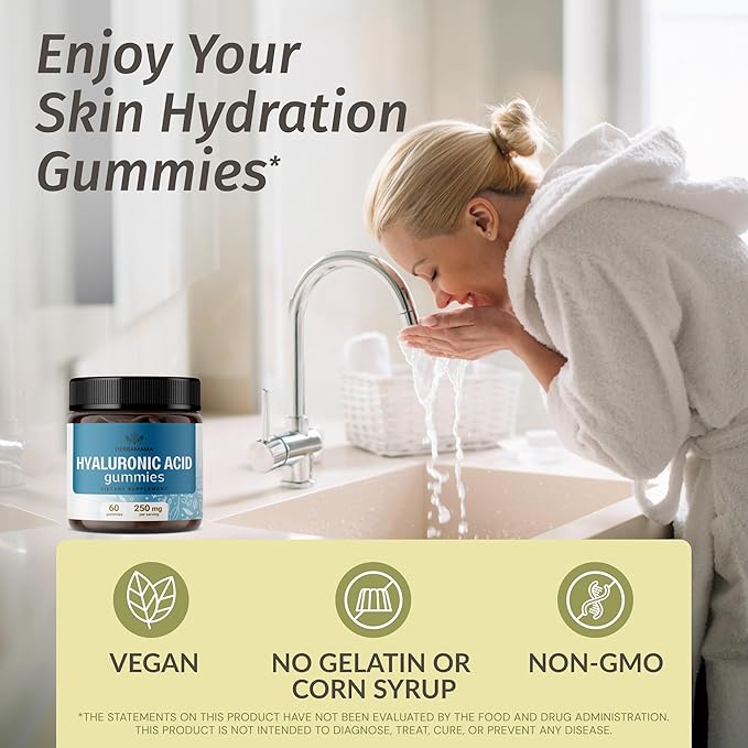 HERBAMAMA Hyaluronic Acid and Lemon Balm Kit - Bundle of 250 mg Hyaluronic Acid Gummies &amp Lemon Balm Leaf Extract 4 fl oz - Vegan Non-GMO Alcohol-Free - 2 Pack