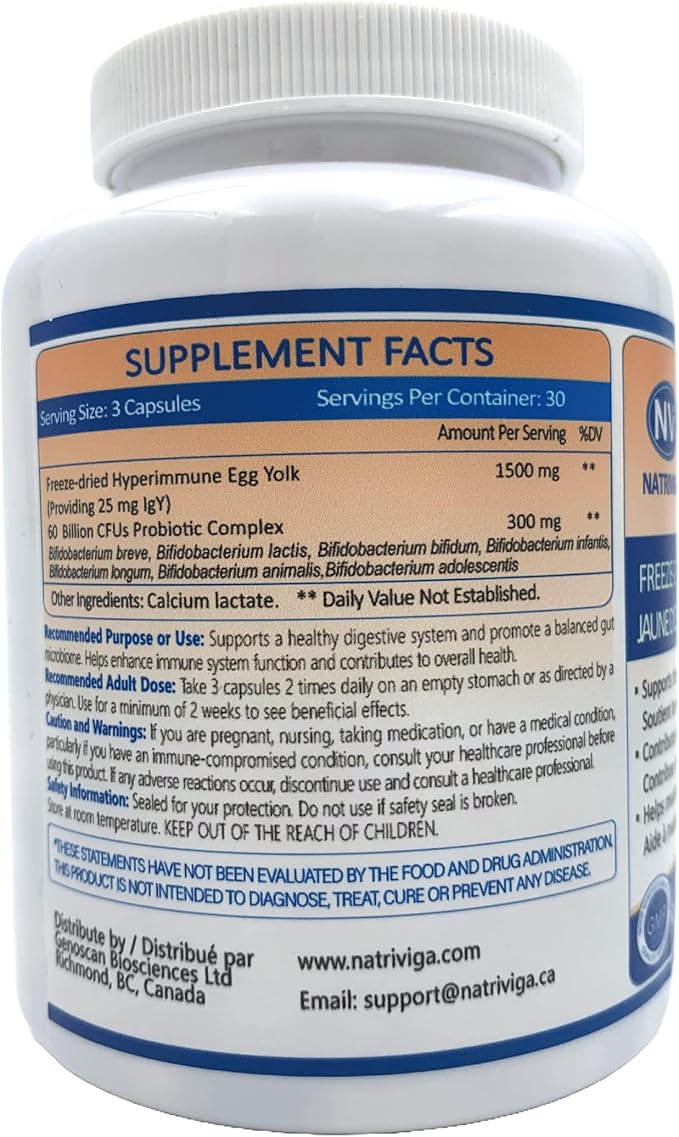 Heliclear IgY Immunoglobulins + Probiotics – Dual-Action Formula for Premium Immune &amp Gut Health Support – Freeze-Dried Hyperimmune Egg Yolk Extract with 60 Billion CFU – 90 Capsules