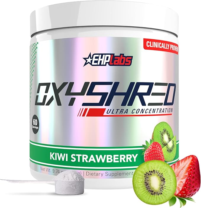 EHP Labs OxyShred Pre Workout Powder - Preworkout Powder with L Glutamine &amp Acetyl L Carnitine Energy Boost Drink - Kiwi Strawberry 60 Servings