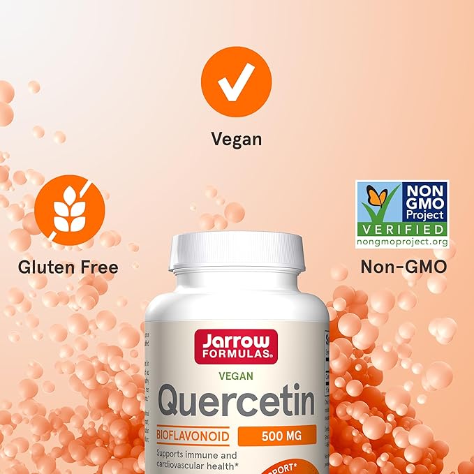 Jarrow Formulas Quercetin 500mg Capsules - 200 Veggie Caps - Supports Antioxidant StatusCardiovascular Health &amp Immune Health - 200 Servings(Pack of 2)