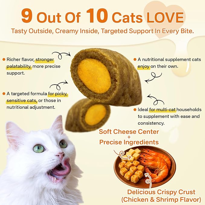 Puyrzoe Lysine for Cats Drops + Skin &amp Coat Chews Respiratory &amp Immune Support + Coat Shine &amp Skin Hydration – Liquid Lysine 60ml + 500 Fur Care Chews with Omega-3-6-9 Vitamins C &amp E
