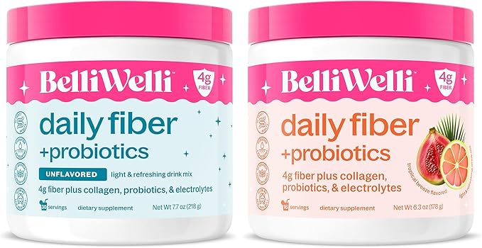 Belli Welli Daily Fiber Supplement for Women &amp Men Bundle – Premium Fiber Powder from Organic Acacia with Added Collagen Electrolytes &amp Probiotics – No Bloat Constipation &amp Gut Health Su
