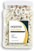 Digestion Aid - 700 Count Blend of Digestive Enzymes and Key Probiotic Strains in a Clear Square Grip Jar