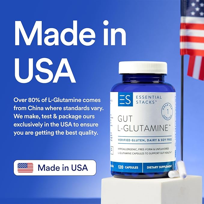 Essential Stacks L-Glutamine Home &amp Away Bundle - L Glutamine Powder &amp Capsules