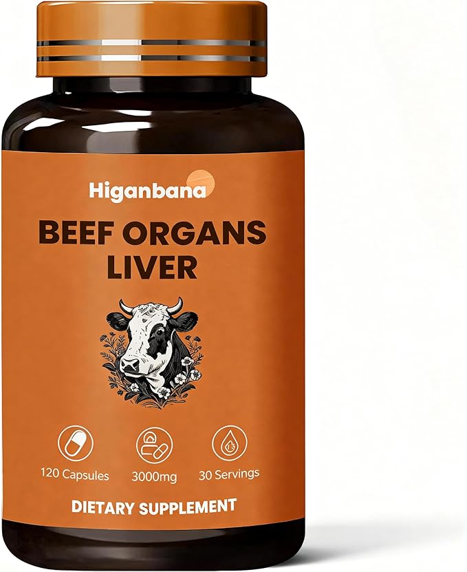 Grass Fed Beef Organ Supplement for Women &amp Men -120 Capsules - 100% Organ Complex with 3000mg of Desiccated Beef Liver Heart Kidney Pancreas Spleen - Non-GMO &amp Pasture-Raised Organ Comple