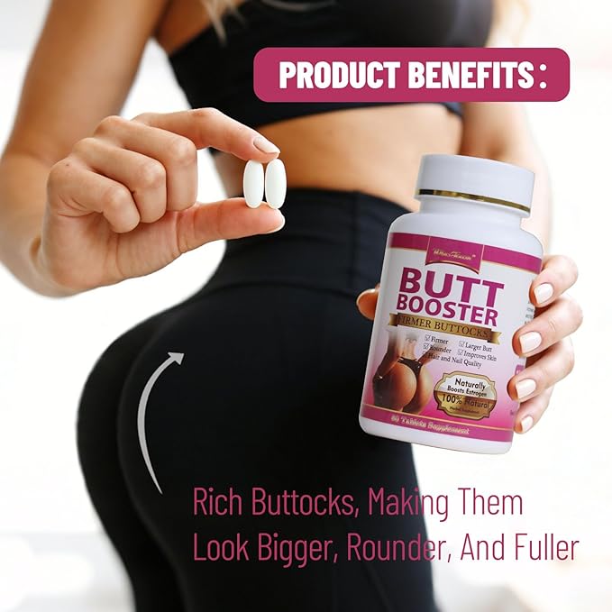 Butt Booster Pills Mention Buttocks Herbal Supplements Plump Hips Enhancement Firming and Seductive 60 Tablets