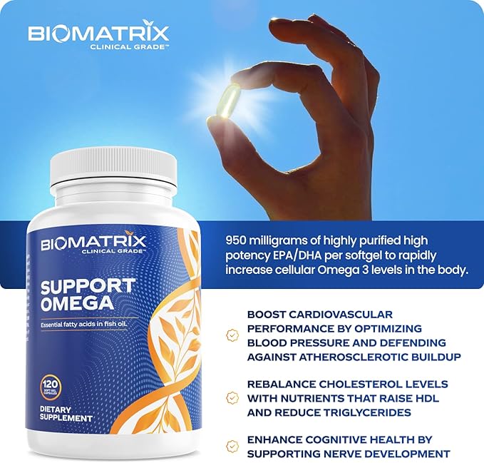 Support Omega EPA DHA Omega 3 Fish Oil Supplement - Cardiovascular Musculoskeletal Support (120 Gel Capsules)