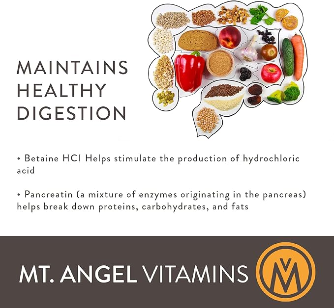 Mt. Angel Vitamins - Hydrochloric Acid Betaine Supports Healthy Digestion &amp Gastric Juices (500)