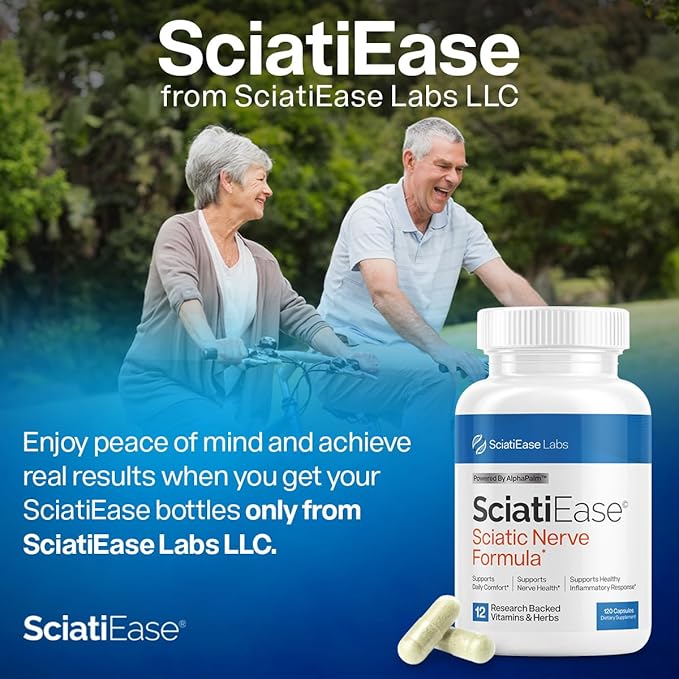 SciatiEase Sciatic Nerve Health Support Supplement - Nerve Support Formula with AlphaPalm Pea Vitamin B Complex Alpha Lipoic Acid 300mg - 120 Capsules