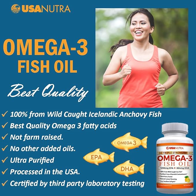 Omega 3 Fish Oil Supplement 3600mg with EPA and DHA for Women and Men Supports Joint Brain and Heart Health 120 Softgels 40 Day Supply