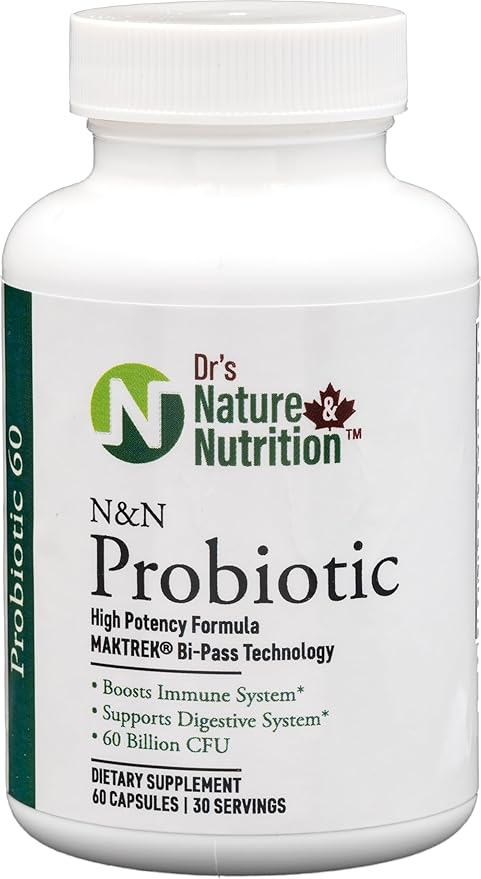 Dr's Nature &amp Nutrition Probiotic 60 Billion CFU with Clinically Studied Strains for Digestive &amp Immune Support - 60 Veggie Capsules