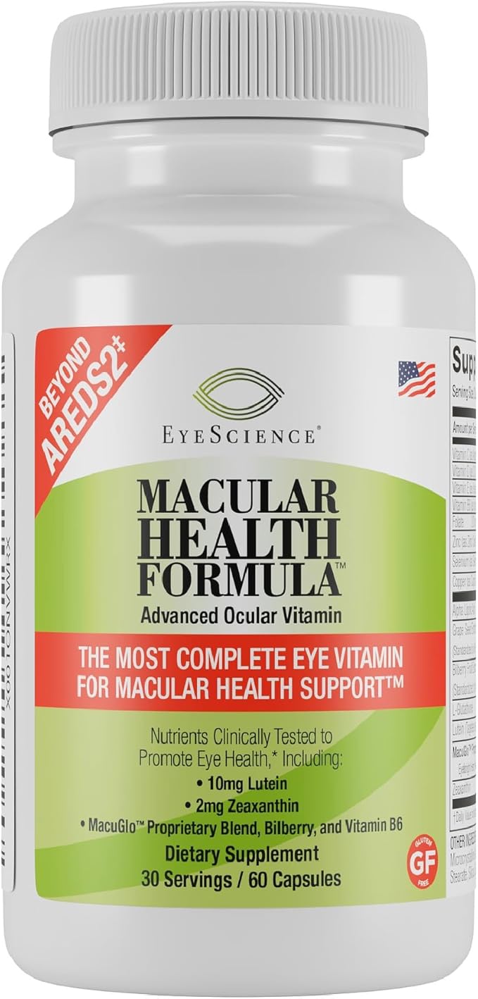 EyeScience – Macular Health Formula – Capsules – Complete Nutritional Supplement for Eye Health - Contains Lutein Zeaxanthin Vitamin C D E &amp B6 (60 Count (Pack of 1))