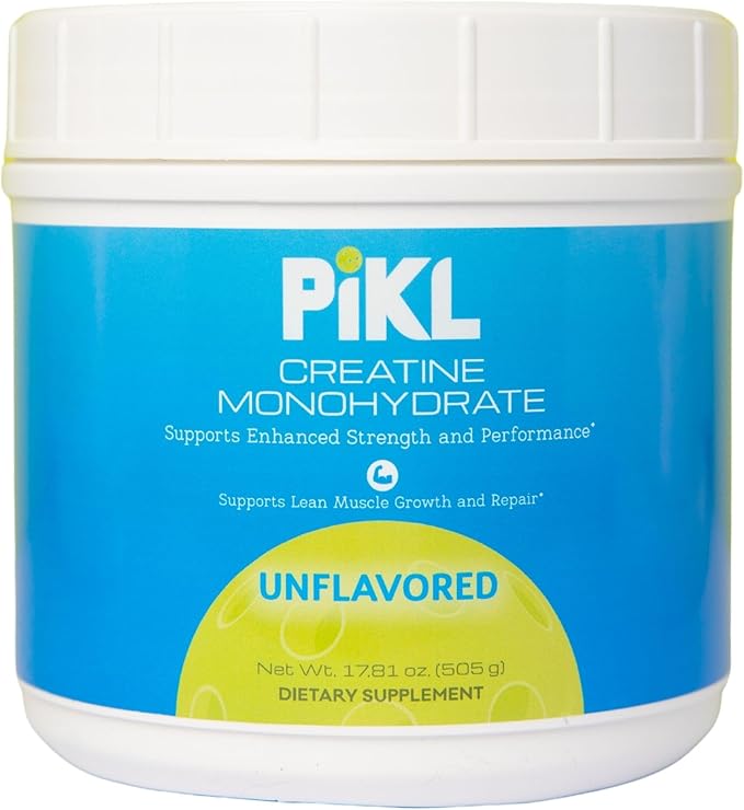 PiKL Creatine Monohydrate Powder | Micronized &amp Unflavored | 5g Scoop | 100 Servings | Clean Creatine for Strength | Workout Supplement for Pickleball Players