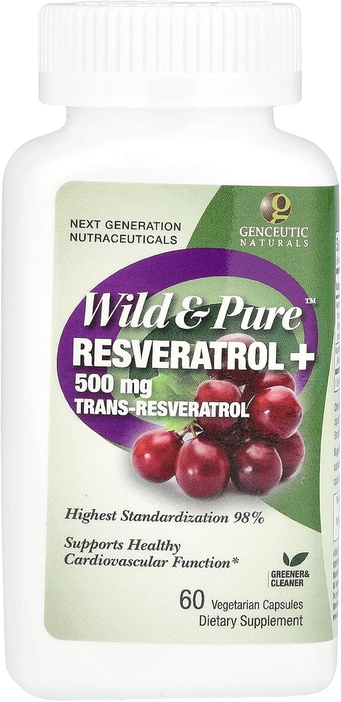 Genceutic Naturals Wild &amp Pure Resveratrol Vegetarian Capsules 60-Count