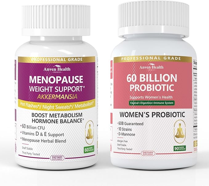 Probiotics for Women + Akkermansia Bundle – Gut Immune &amp Urinary Tract Support with Cranberry D-Mannose &amp Prebiotics丨Hormone-Free Menopause Support