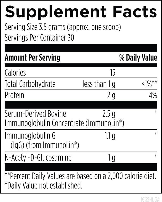 Designs for Health IgGI Shield Powder - Dairy-Free Imunoglobulin IgG Supplement SBI with N-Acetyl-Glucosamine - Supports Healthy Intestinal Barrier Function (3.7oz / 30 Servings)