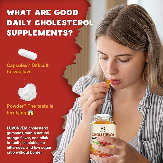 LUCNVEM Cholesterol Supplements Gummies for Cholesterol Healthy Natural Cholesterol Complex for Maintain Healthy Cholesterol Levels Daily Easy Cholesterol Gummies Snacks - 30 Day Supply