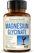 Vimerson Health Magnesium Glycinate 200 mg for Sleep &amp Relaxation – Calm Mind &amp Stress Support – Gentle on Stomach Bioavailable Form – 60 Vegan Capsules