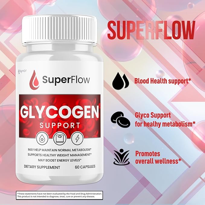 (2 Pack) Super Flow Glycogen Support Official SuperFlow Advanced Formula Glyco Optimizer Capsules All Natural Super Flow Pills Daily Wellness Supplement to Support Healthy Balance (120 Capsules)