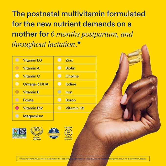 Ritual Postnatal Multivitamin for Women - Key Essential Vitamins and Minerals to Support Mom and Baby Postpartum and Throughout Lactation* - Choline Omega-3 DHA - Mint - 60 Capsules - 30 Servings