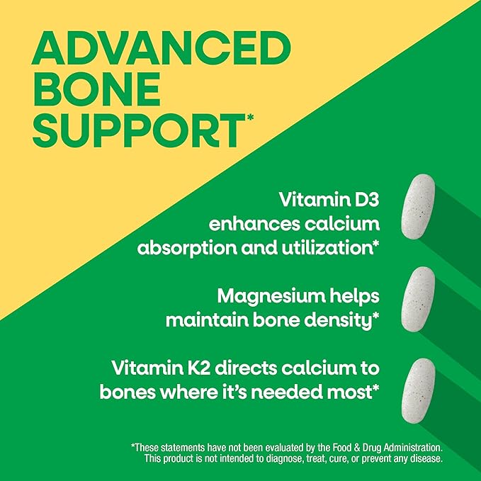 Nature’s Way Alive! Calcium Bone Support Tablets* Max Absorption Calcium Supplement with Vitamins D3 K2 &amp Magnesium Promotes Bone Health and Bone Density* Gluten Free 120 Tablets
