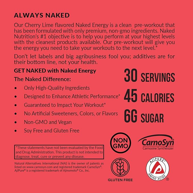 NAKED Strawberry Lemonade BCAAs + Cherry Lime Energy – 2:1:1 Amino Acids (34 Servings) &amp Clean Pre Workout (30 Servings) | Strength Endurance &amp Recovery