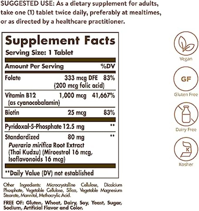 Solgar Women's Balancing Formula 60 Tablets - Pueraria Mirifica - Phytoestrogen Balancing Formula Energy Metabolism Nervous System Health - Vegan Gluten-Free Dairy Free Kosher - 60 Servings