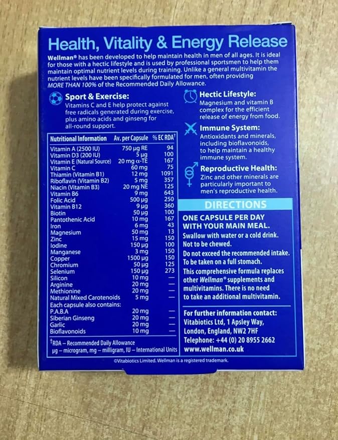 UK's Wellman Original Tablets | 28 Nutrients - Contributes to Energy Release (Pack of 1)