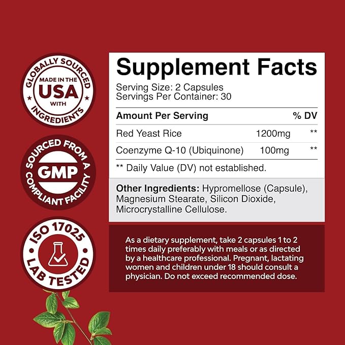 Bundle of Herbal Thyroid Support Complex - Potent Kelp Iodine with L Tyrosine Bladderwrack Selenium Ashwagandha and Red Yeast Rice with CoQ10 Supplement - Healthy Heart &amp Healthy Cholesterol Level