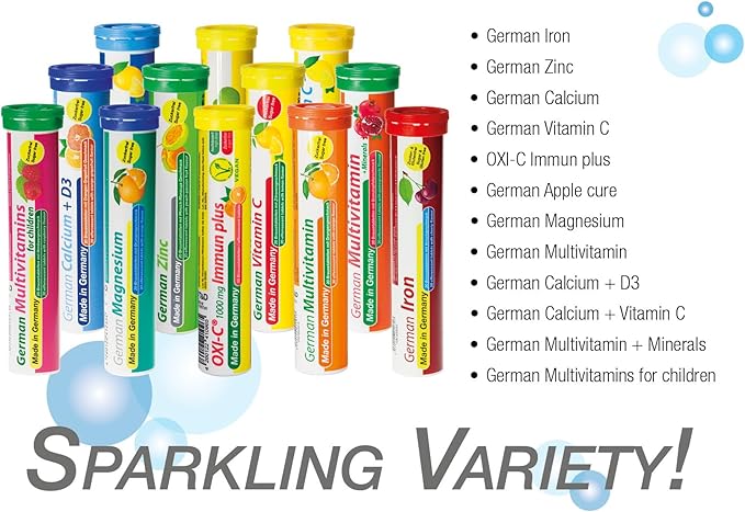 German Magnesium Oxide Supplement | Effervescent Tablets | Orange Flavor – 200 mg Magnesium per Serving | Sugar Free Vegan – T&ampD Pharma – Made in Germany