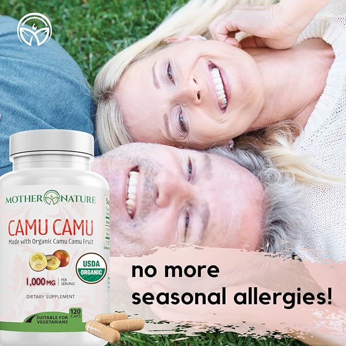 Organic Vitamin C from Camu Camu Capsules 1000mg Packed with Natural VIT C Raw Antioxidants - Immune Support Supplement &amp Anti-Aging for Skin - Powder Organic Vegan Non-GMO (120 Count)