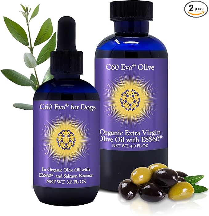 Dog Lover Set - A Bottle for Each of You Pure ESS60 in Extra Virgin Olive Oil for Humans and Canines Dog Supplements Must-Have Pet Supplies and Dog Products