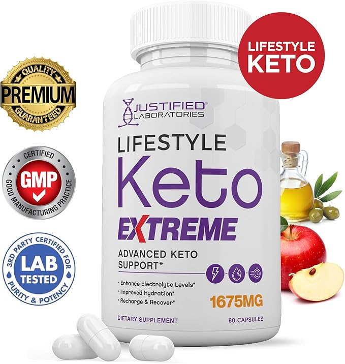 (3 Pack) Lifestyle Extreme Keto Pills 1675MG New &amp Improved Formula Contains Apple Cider Vinegar Extra Virgin Olive Oil Powder Green Tea Leaf 180 Capsules
