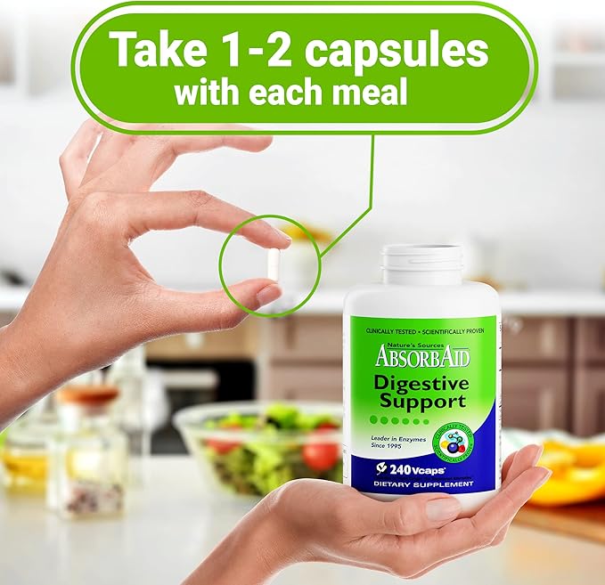 AbsorbAid Digestive Enzymes 240 vCaps Proven to Increase Vital Nutrient Absorption by up to 71%
