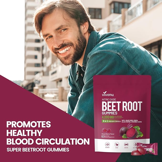 VivoNu Beet Root Gummies 8-in-1 Premium Energy Supplement with CoQ10