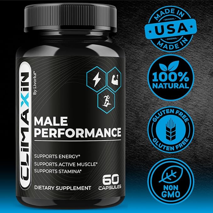 Climaxin for Men Capsules - Official Premium Climaxin Pills Supplement Support - Maximum Strength Advanced Formula Multivitamin for Overall Health &amp Wellness 60 Capsules for 1 Month