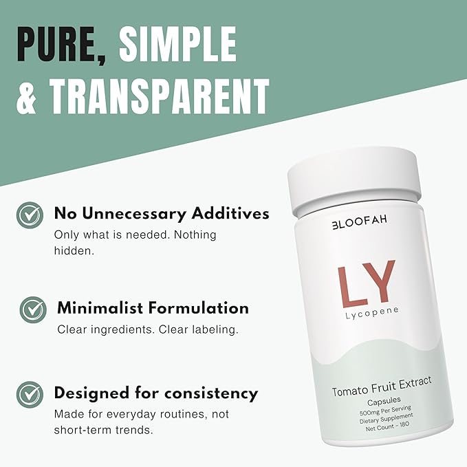 Lycopene Tomato Extract 500mg Capsules | Natural Lycopene Rich Herbal Supplement | Naturally-Occurring Carotenoid | 100% Pure Non-GMO &amp Gluten Free Formula - 180 Count