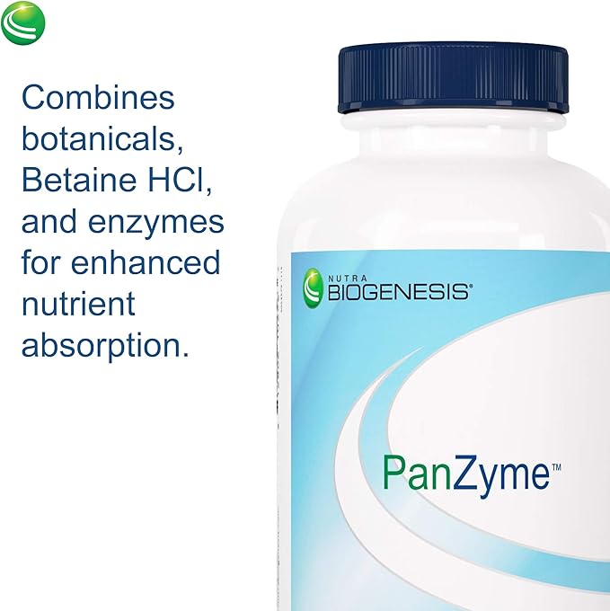 Nutra Biogenesis PanZyme - Betaine HCL with Pepsin Pancreatin Lipase and Protease Cellular Energy Nervous System and Metabolic Health Support - 180 Capsules
