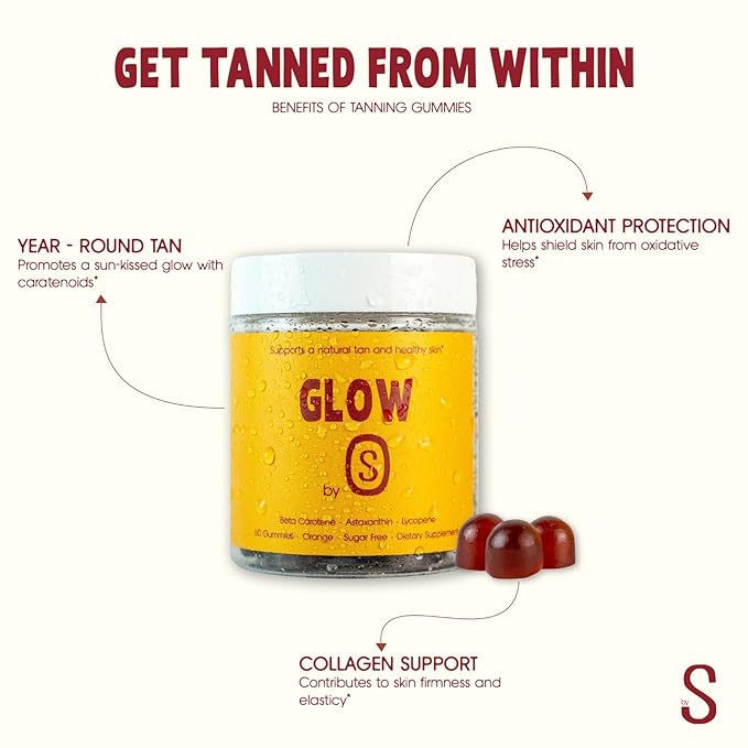 Tanning Gummies with Astaxanthin Beta-Carotene Vitamin C &amp Vitamin E - All Natural Skin Support Sugar-Free Formula Vegan Non-GMO 60 Gummies for Radiant Healthy Skin