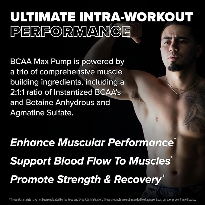 FINAFLEX BCAA MAX PUMP Peach Mango - 10.4 oz - Promotes Strength Performance &amp Recovery - With 2:1:1 Ratio of Leucine Isoleucine &amp Valine + Betaine Anhydrous - 30 Servings