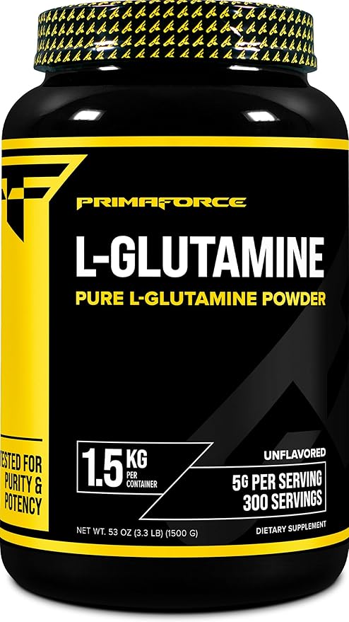 Primaforce L-Glutamine Powder 1500 Grams (1.5 KG) Unflavored - Pure L-Glutamine Powder 5g per Serving GMO-Free Gluten-Free 300 Servings