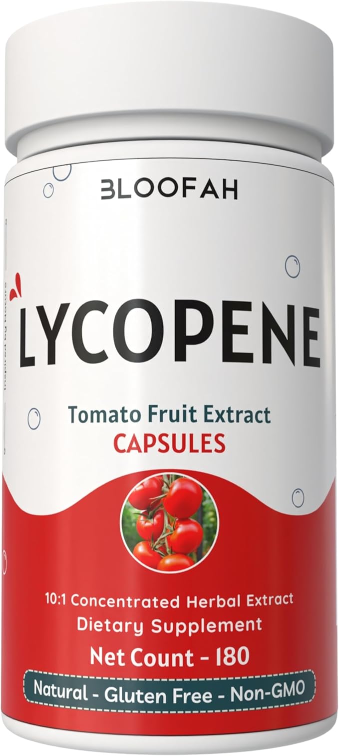 Lycopene Tomato Extract 500mg Capsules | Natural Lycopene Rich Herbal Supplement | Naturally-Occurring Carotenoid | 100% Pure Non-GMO &amp Gluten Free Formula - 180 Count