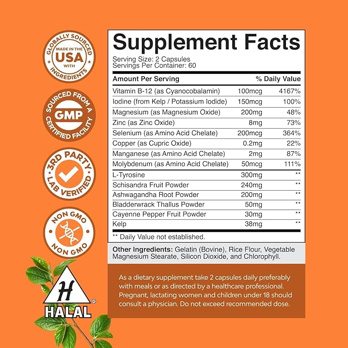Bundle of Herbal Adrenal and Thyroid Support Complex - Mood Enhancer Energy Supplement for Thyroid Health and Complete Herbal Menopause Supplement for Women for Night Sweats Mood and More
