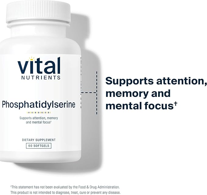 Vital Nutrients Phosphatidylserine - 150mg Phosphatidylserine Supplement - Powerful Nootropic for Attention Memory and Mental Focus Support* - Gluten Dairy Soy Free - Non-GMO - 60 Softgels