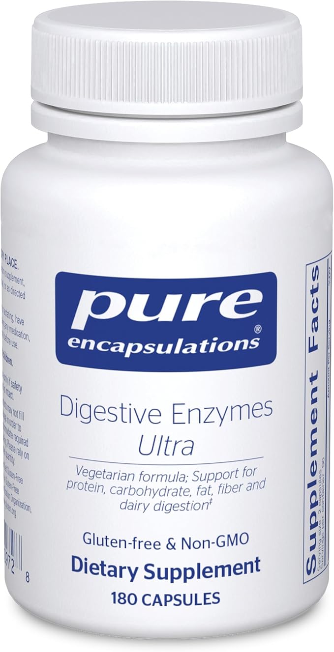 Pure Encapsulations Digestive Enzymes Ultra - Vegetarian Digestive Enzyme Supplement to Support Protein Carb Fiber and Dairy Digestion* - 180 Capsules